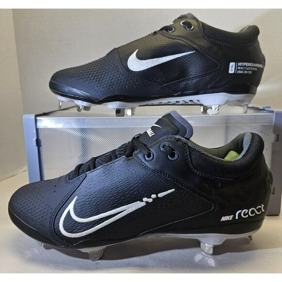Nike Women's Black/Dark Grey/Barely Volt Hyperdiamond 4 Elite  Softball Cleat 11 - Picture 1 of 16